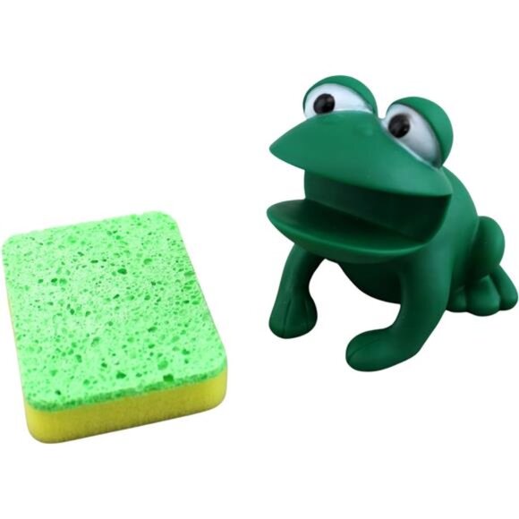 Animal Shape Novelty Kitchen Sponge Holder and Sponge Choice of Frog or Duck - Picture 2 of 6